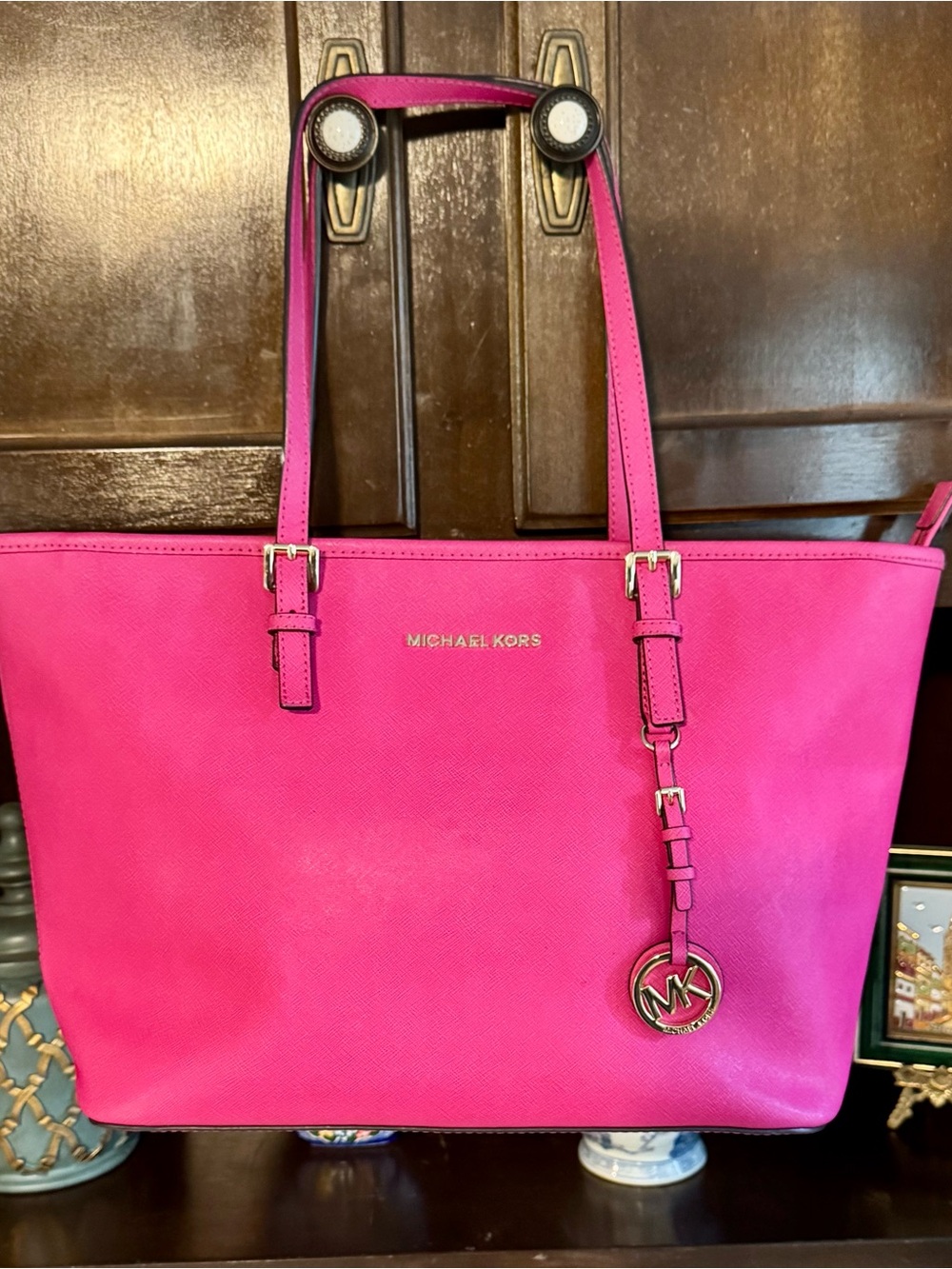 Michael Kors Hot Pink Saffiano Leather Tote